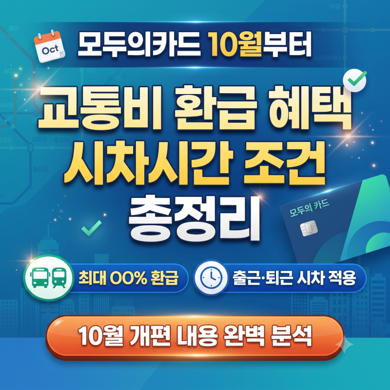 모두의카드 10월부터 뭐가 달라지나? 교통비 환급 혜택·시차시간 조건 총정리