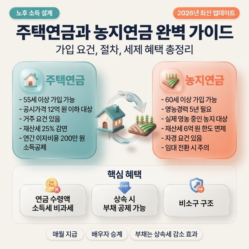 주택연금·농지연금 총정리｜요건·절차·가입 가능한 주택과 농지·세금 혜택까지 — "다 쓰....