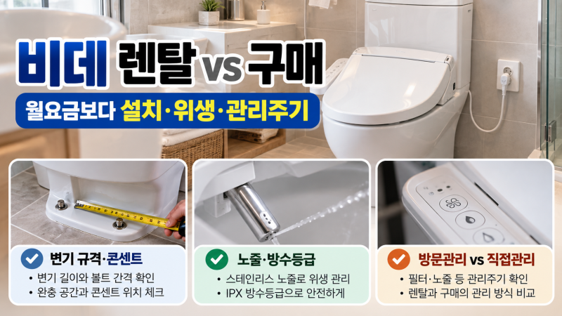 비데 렌탈 vs 구매, 월 1만원대보다 노즐·방수·관리주기를 먼저 봐야 합니다