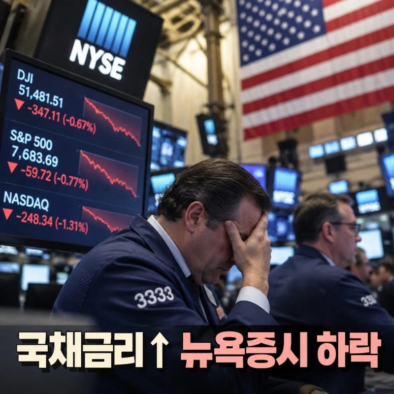 [투자] 미 국채금리 상승 속 뉴욕증시 하락 마감