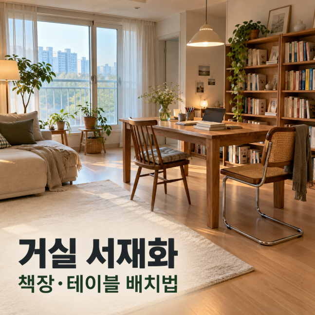 거실 서재화 인테리어 책장 테이블 배치, 시작 전 확인할 5가지