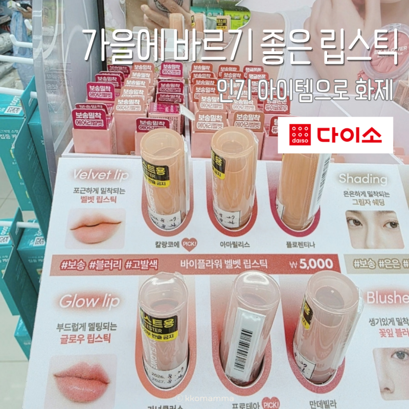다이소 인기 아이템 화제! 가을에 바르기 좋은 립스틱