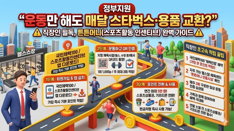 [정부지원] “운동만 해도 매달 스타벅스·용품 교환?” 직장인 필독, 튼튼머니(스포츠활동 ....
