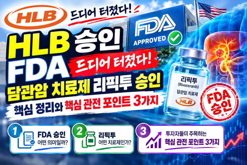 HLB 승인 FDA 드디어 터졌다! 담관암 치료제 리픽투 승인 핵심 정리와 핵심 관전 포인트 3가지