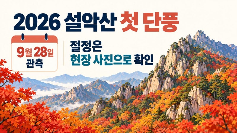 2026 설악산 첫 단풍 9월 28일 관측: 절정은 언제? 실시간 사진·탐방로 확인법