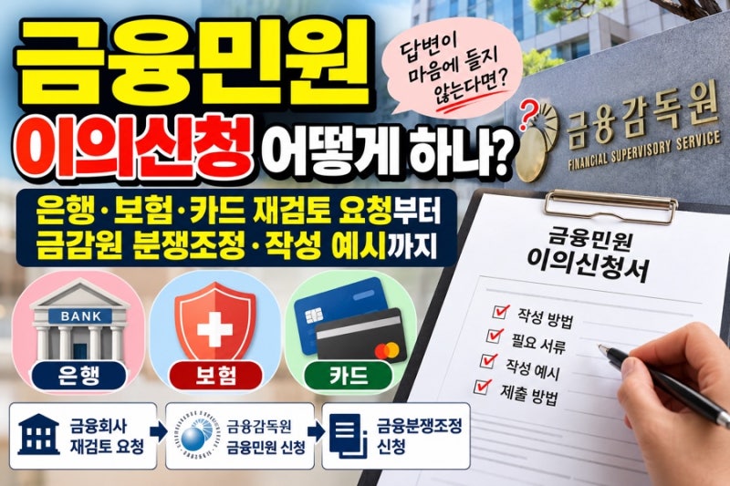 금융민원 처리결과 이의신청 어떻게 하나? 은행 보험 카드 재검토 요청부터 금감원 분쟁조정....