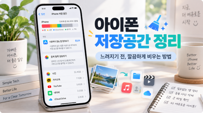아이폰 저장공간 정리 7가지｜사진·앱·메시지 용량 줄이는 방법