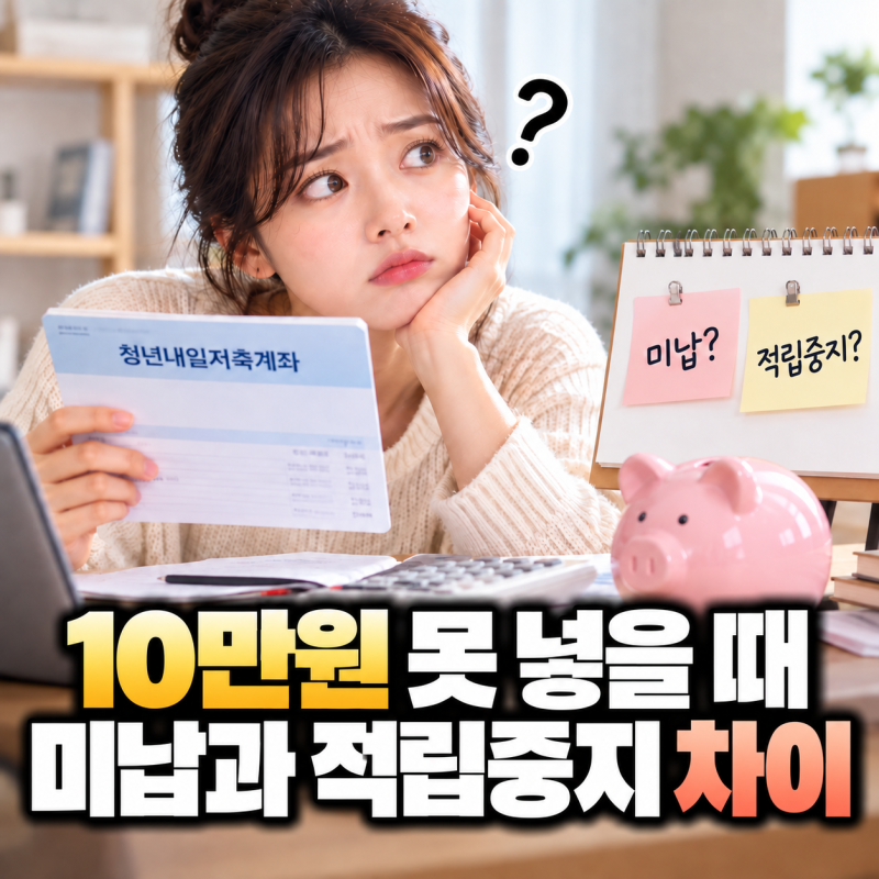 “이번 달 10만 원 못 넣는데 그냥 둘까?” 청년 내일 저축계좌, 미납과 적립 중지의 차이