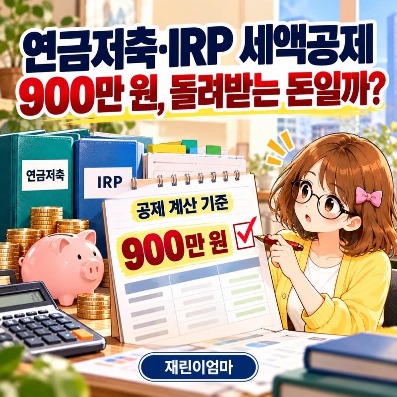 연금저축·IRP 세액공제 한도 900만 원, 돌려받는 돈이 아니라 공제 계산 기준이에요