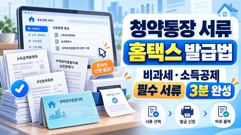 청년 주택드림 청약통장 비과세·소득공제 서류 홈택스 발급 방법