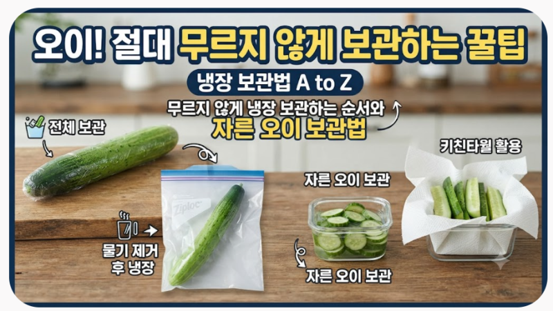 오이 오래 보관하는법｜무르지 않게 냉장 보관하는 순서와 자른 오이 보관법