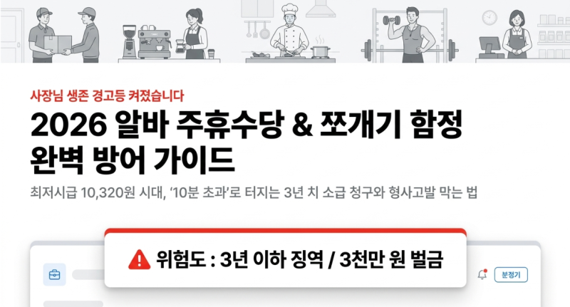 2026년 알바 주휴수당 계산법 및 주 15시간 미만 쪼개기 주의점(3년 치 소급 청구와 형사고발 ....