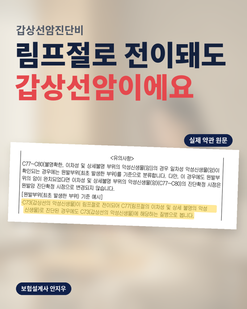 갑상선암진단비, 림프절까지 전이됐는데 왜 일반암이 아닐까
