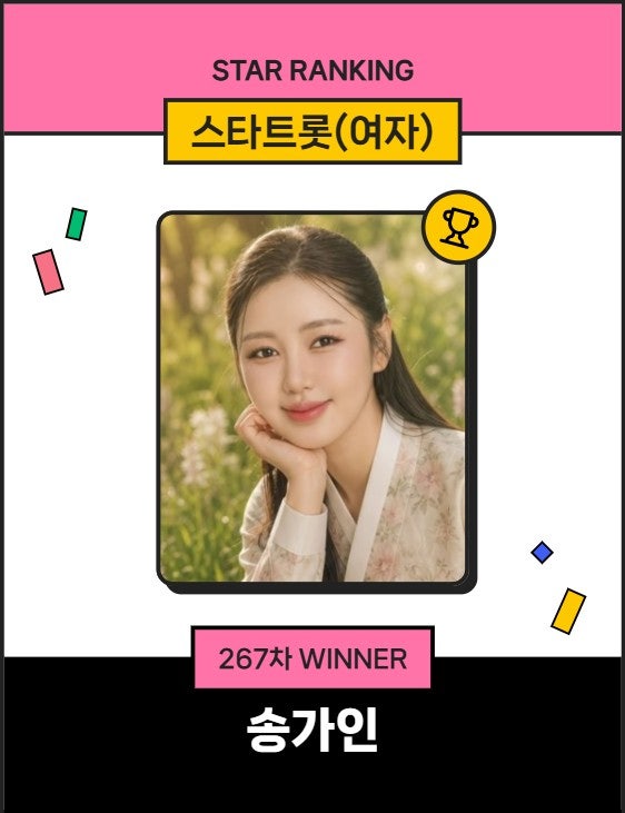송가인 스타랭킹 267차 女트롯 1위 10만 2730표 독주