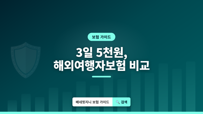 해외여행자보험, 2026년 기준 3일 여행 시 5천원부터!