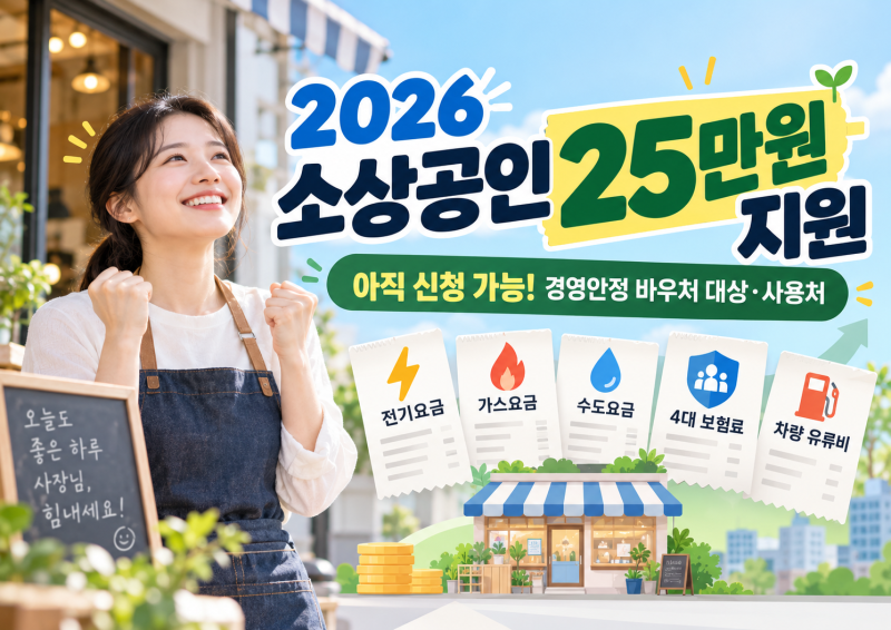 2026 소상공인 25만원 지원, 아직 신청 가능! 경영안정 바우처 대상·사용처 정리