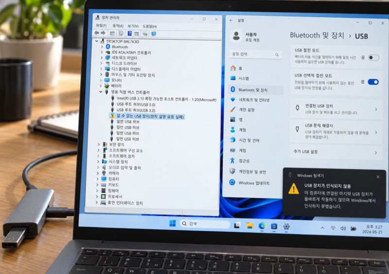 USB-C 인식 안됨·충전 안됨 해결방법｜노트북 포트·충전기·케이블 체크