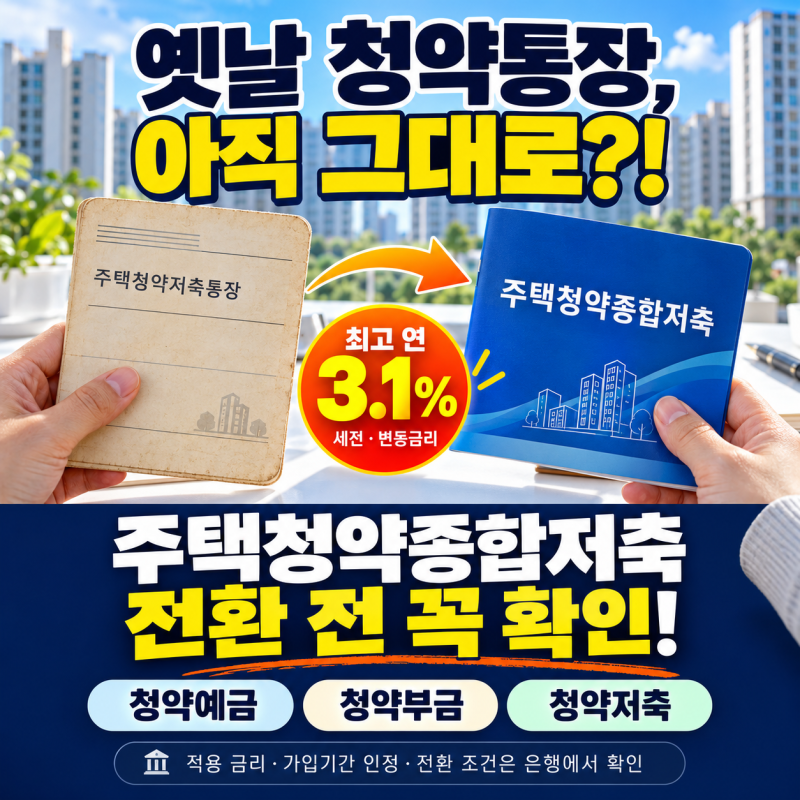 “옛날 청약통장 아직도 들고 있나요?” 최고 3.1% 금리로 갈아타는 주택청약종합저축 전환 ....