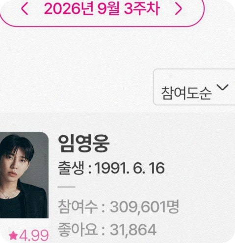 임영웅 넘게 5년 1위 287주 기록 경신