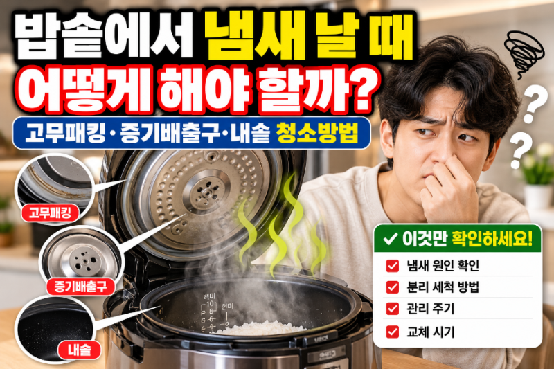 밥솥에서 냄새 날 때 어떻게 해야 할까?｜고무패킹·증기배출구·내솥 청소방법
