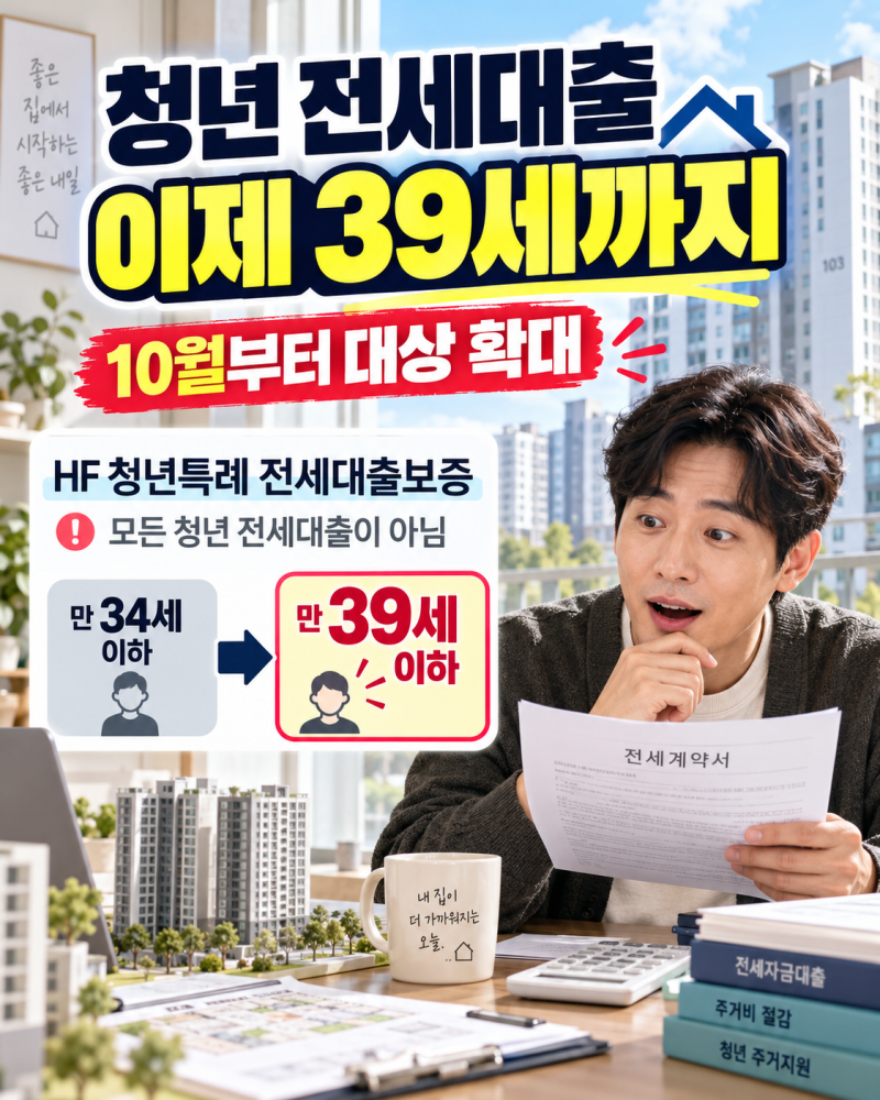“34세까지만 됐는데 이제 39세까지”…청년 전세대출, 10월부터 대상 확 넓어진다