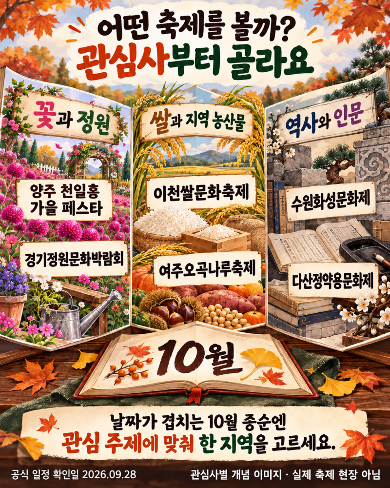 2026년 10월 경기도 축제 6곳, 주말별로 골라볼 곳