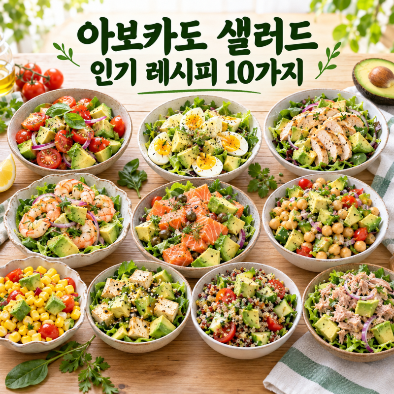 아보카도 샐러드 인기 레시피 10가지, 건강한 한 끼 만들기