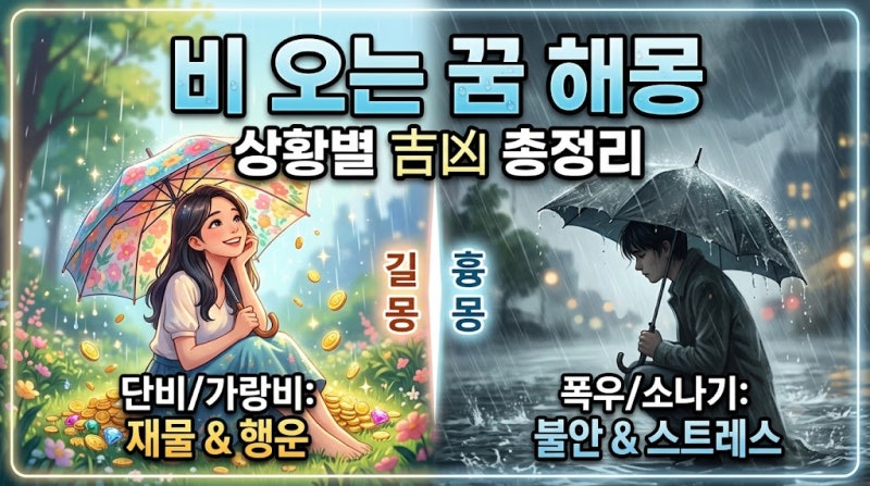 비 오는 꿈 해몽: 상황별 길몽과 흉몽 구별법 총정리