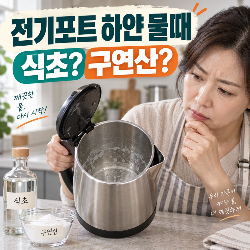 전기포트 하얀 물때, 식초·구연산 중 무엇으로 세척할까? 끓이는 순서까지