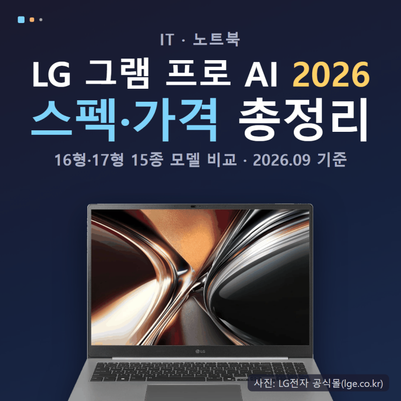 LG 그램 프로 AI 2026 스펙·가격 총정리, 15종 모델 비교
