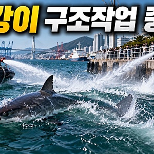 부산 북항 상어 ‘부캉이’ 구조작업 중단…워터펌프 물줄기도 피해 다녔다