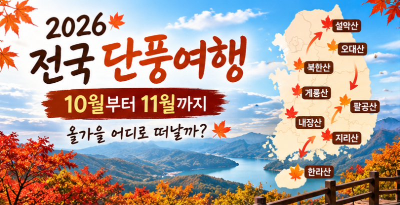 2026 전국 단풍축제 총정리｜10월·11월 단풍 절정시기와 가볼 만한 곳