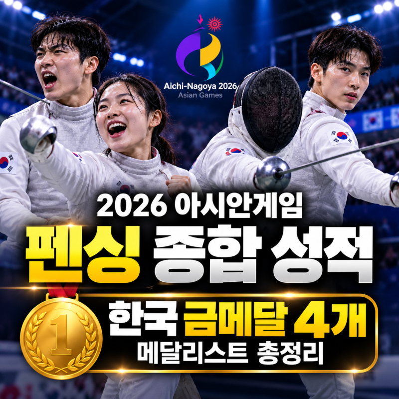2026 아시안게임 펜싱 종합 성적｜한국 금메달 4개, 메달리스트 총정리
