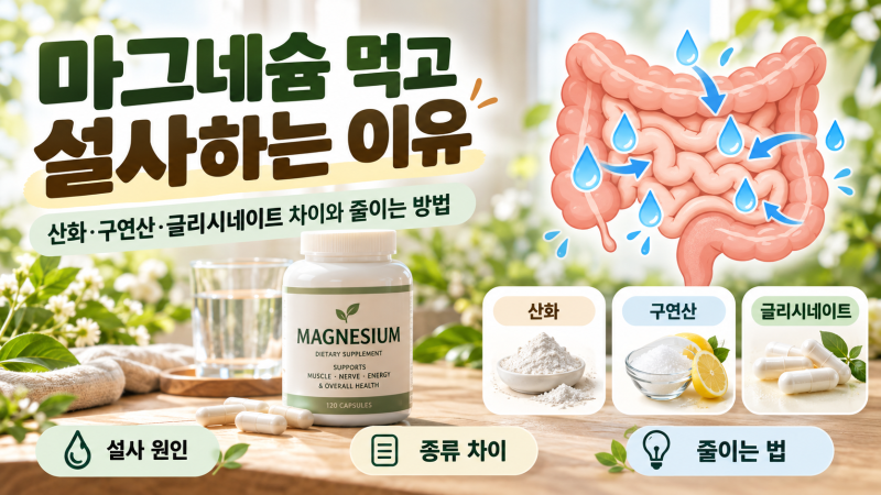 마그네슘 먹고 설사하는 이유｜산화·구연산·글리시네이트 차이와 줄이는 방법