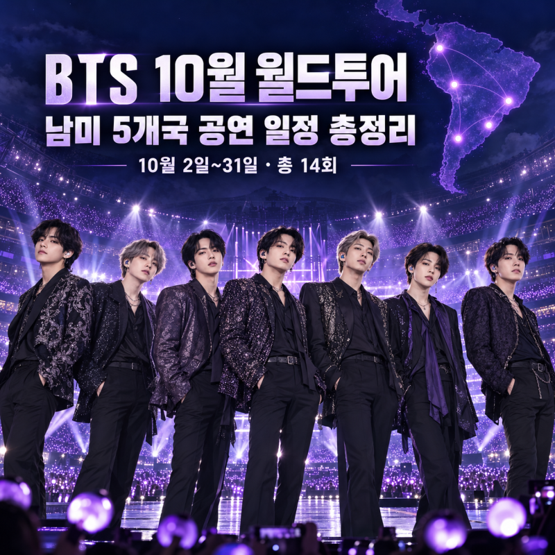 BTS 10월 월드투어, 남미 5개국 공연 일정과 장소 시간 총정리