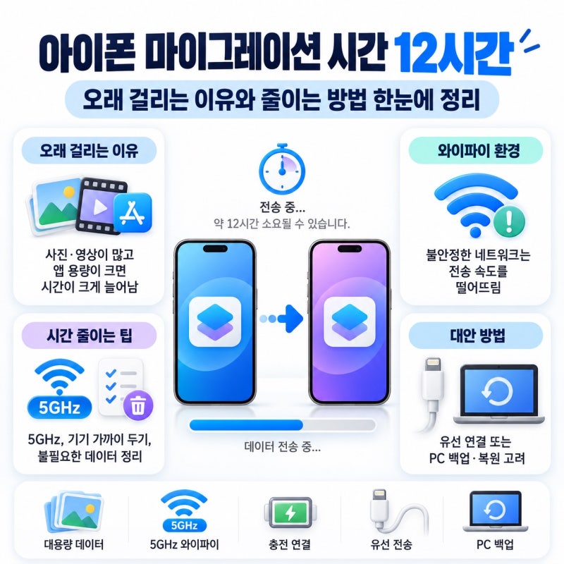 아이폰 마이그레이션 시간 12시간 단축 노하우 (데이터 옮기기)