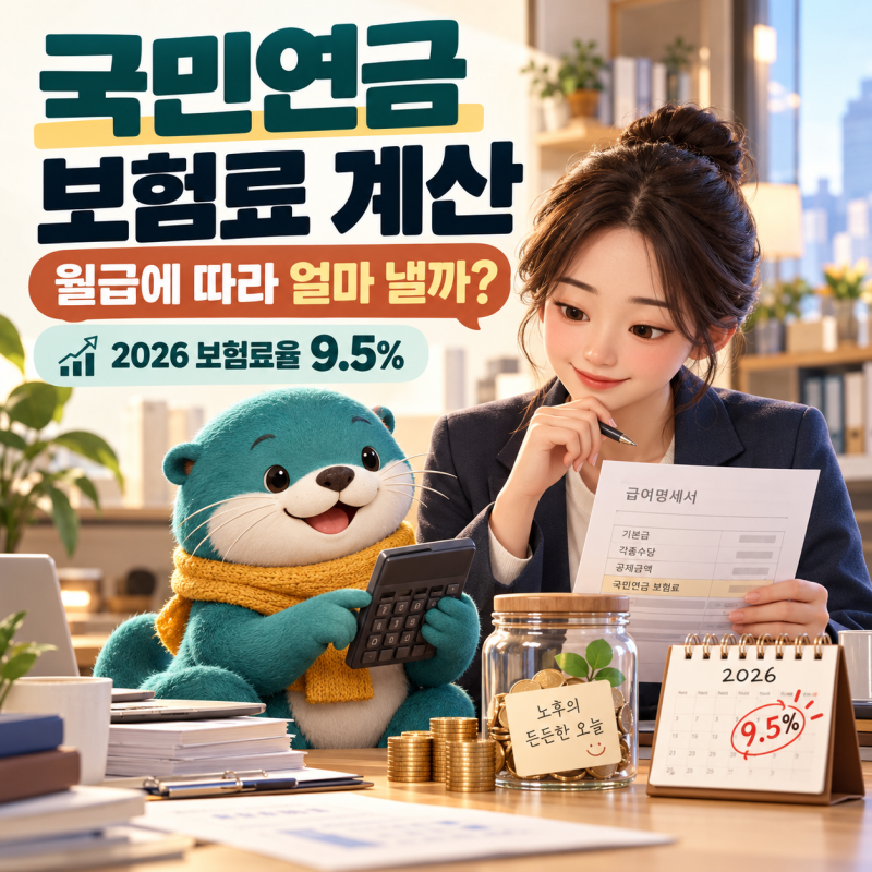 2026 국민연금 보험료 계산방법｜월급별 공제액·요율 9.5% 총정리