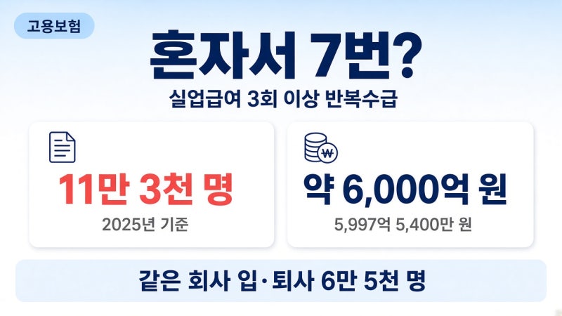 "혼자서 7번이나?" 실업급여 반복수급 11만 3천 명, 부정수급 적발 사례와 논의 중인 제도 개편....