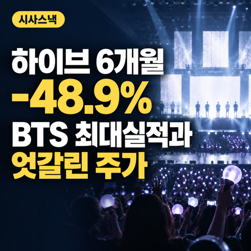 하이브 주가 6개월 48.9% 하락, BTS 복귀·최대 실적과 왜 엇갈렸나