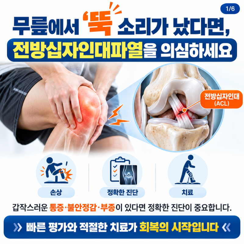 은평구 무릎, 무릎에서 "뚝" 소리가 났다면, 전방십자인대파열을 의심하세요