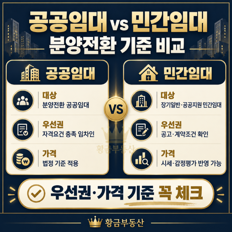 공공임대와 민간임대의 차이, 분양전환 우선권과 가격