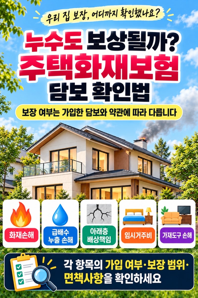 주택화재보험 아무거나 가입하면 안 되는 이유｜누수·아래층 피해 필수담보 5가지