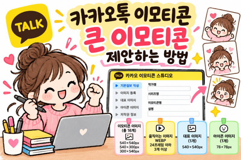 카카오톡 큰 이모티콘 제안하는 방법｜작가명부터 이미지 사이즈까지 총정리