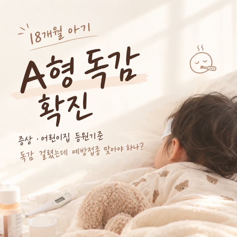 18개월 아기 A형 독감 증상, 어린이집 등원기준, 확진됐는데 예방접종 해야 할까