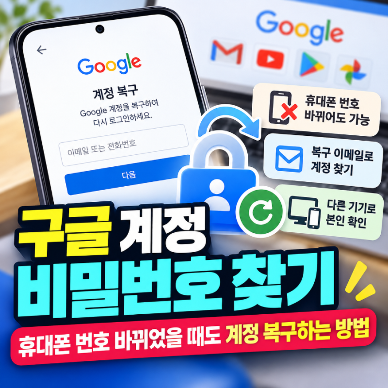 구글 계정 비밀번호 찾기, 휴대폰 번호 바뀌었을 때 복구하는 방법