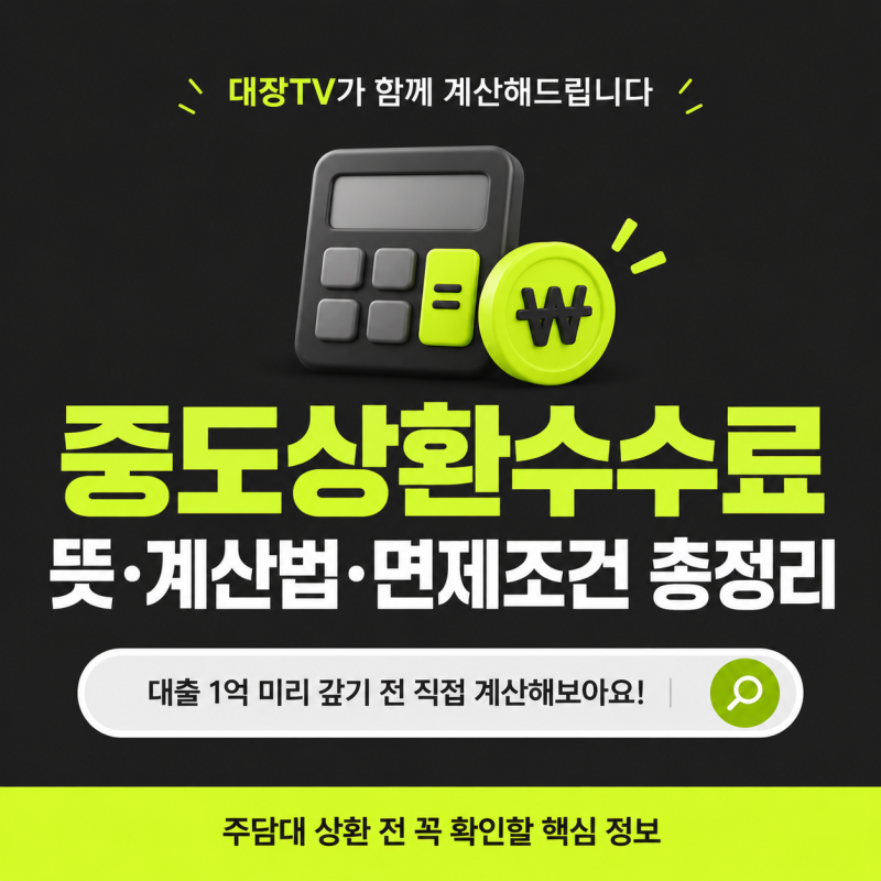 중도상환수수료 뜻·계산법·면제조건 총정리｜대출 1억 미리 갚기 전 직접 계산해보아요!