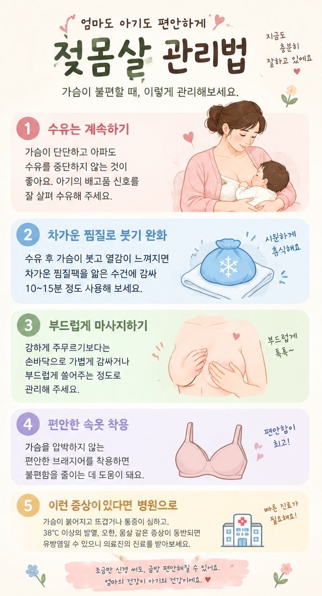젖몸살 나아지는 법｜가슴이 단단하고 아플 때 어떻게 해야 할까?