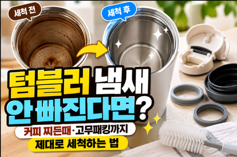 텀블러 세척 이렇게 해보세요 | 커피 찌든때·고무패킹까지 제대로 세척하는 법