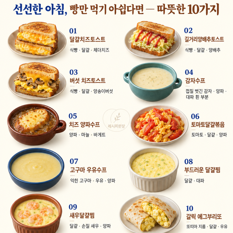 선선한 아침, 빵만 먹기 아쉽다면 — 따뜻한 10가지