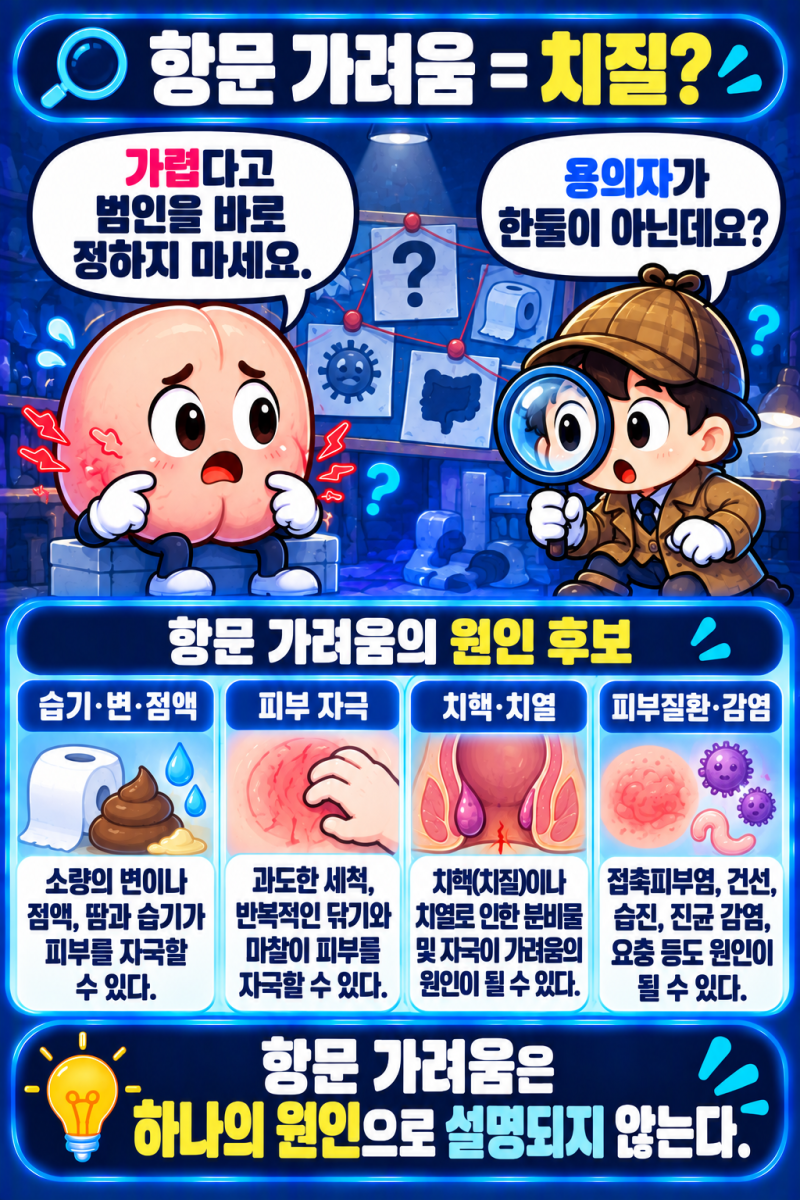 항문이 가려운 이유는? 치질보다 먼저 확인해야 할 원인들